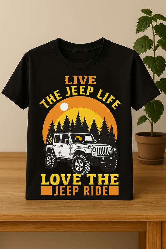 "Live the Jeep Life - Premium Cotton T-Shirt for Adventure Lovers" Black T-Shirt