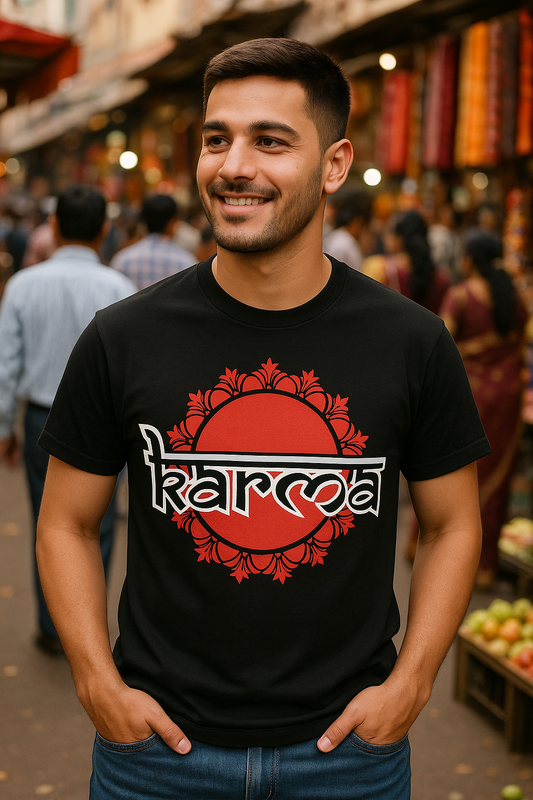"Karma Graphic Cotton T-Shirt – Bold Style with Indian Soul"